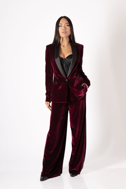 MONIQUE GARÇONNE Pantalone velluto bordeaux