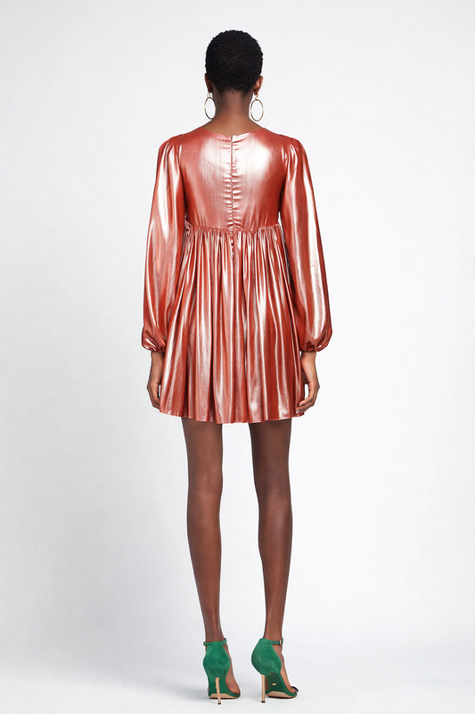 ANIYE BY – Abito corto metallizzato mattone con scollo a cuore