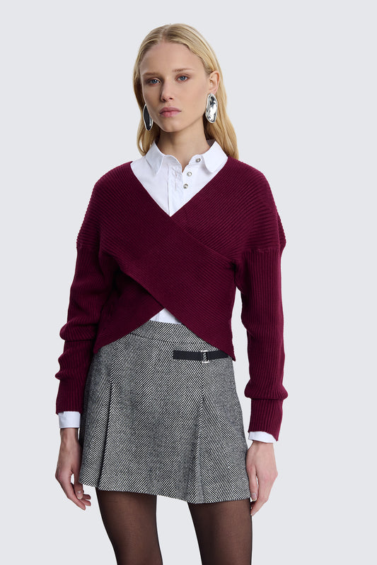 TWO WAY Maglioncino Crop Incrociato – Bordeaux