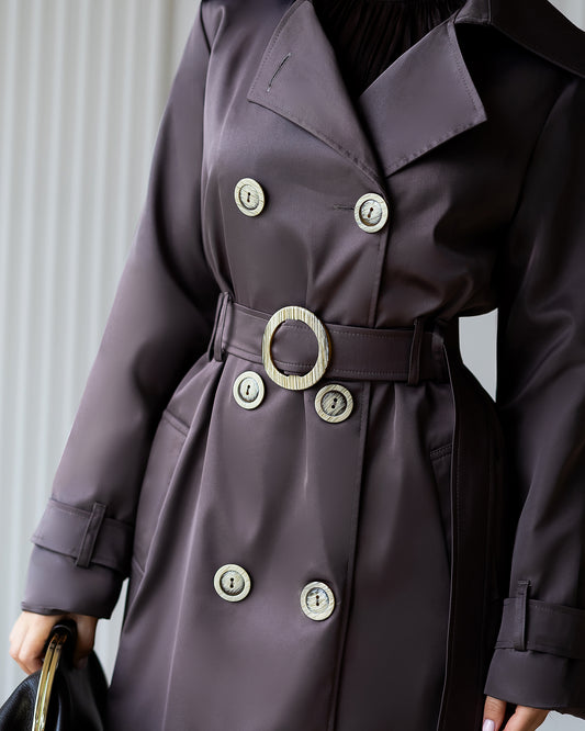 BE SURE – Trench Lungo Doppiopetto con Cintura – Khaki