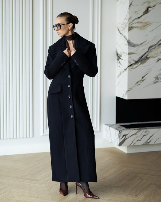 BE SURE – Cappotto Lungo Sagomato – Nero