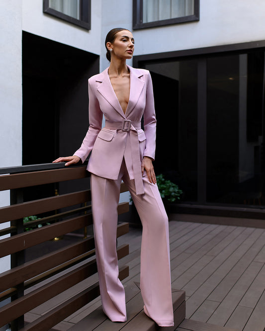 BE SURE – Tailleur sartoriale con cintura strutturata Rosa