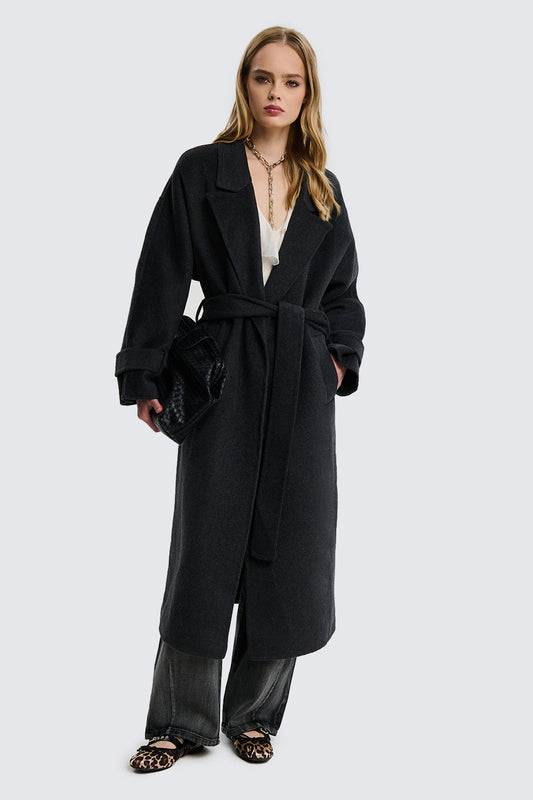 TWO WAY Cappotto Vestaglia in Lana Grigio Asfalto