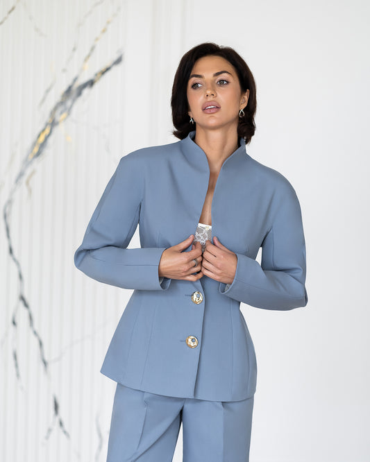 BE SURE – Tailleur Elegante con Giacca Sagomata e Pantalone – Polvere
