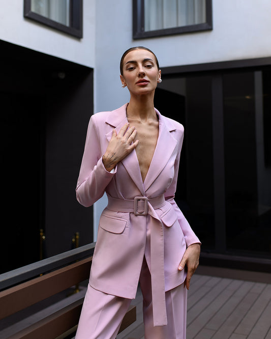 BE SURE – Tailleur sartoriale con cintura strutturata Rosa