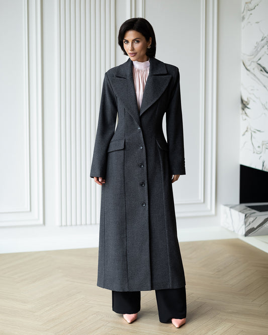 BE SURE – Cappotto Lungo Sagomato – Antracite
