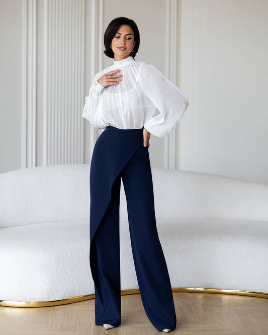 BE SURE – Blusa Elegante in Chiffon Organza – Bianco