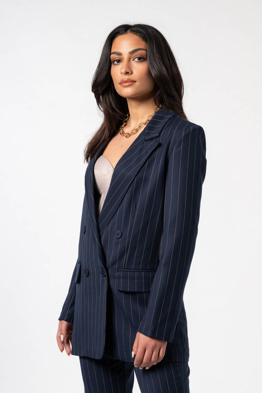 YOU DECIDE Giacca Gessata Indaco