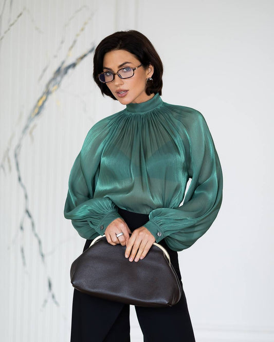 BE SURE – Blusa Elegante in Chiffon Organza – Verde