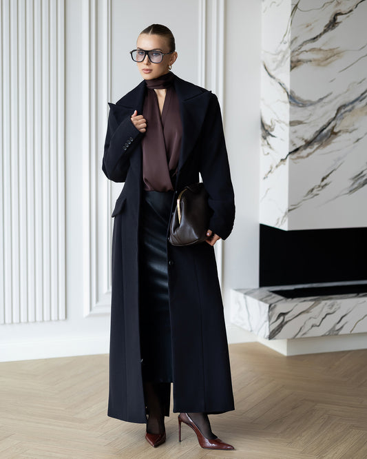 BE SURE – Cappotto Lungo Sagomato – Nero