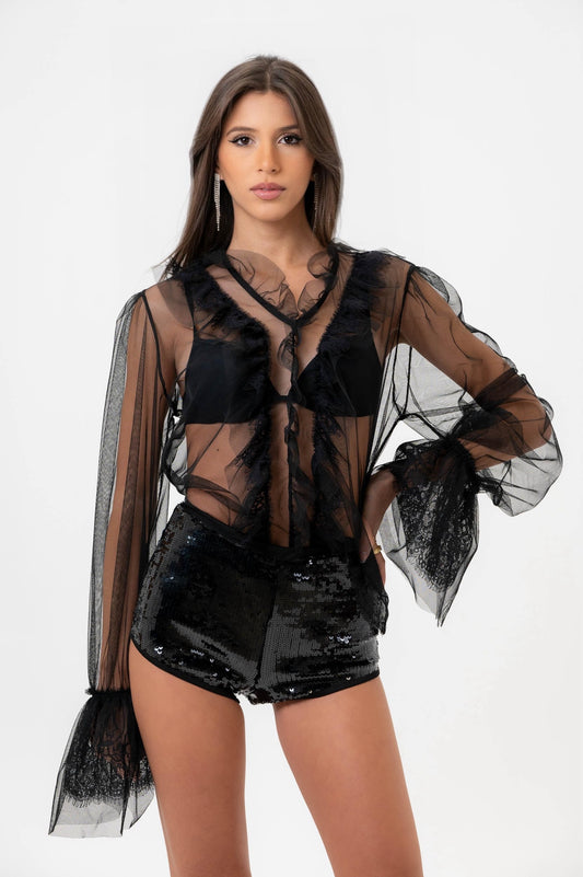 BE SURE Shorts in Paillettes Neri