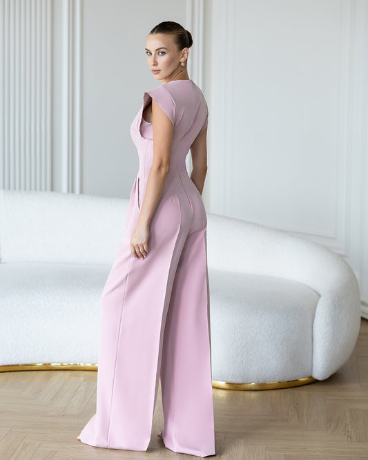 BE SURE – Tuta Elegante Con Dettagli Gioiello – Cipria