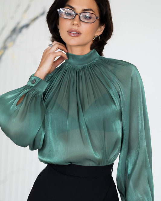 BE SURE – Blusa Elegante in Chiffon Organza – Verde