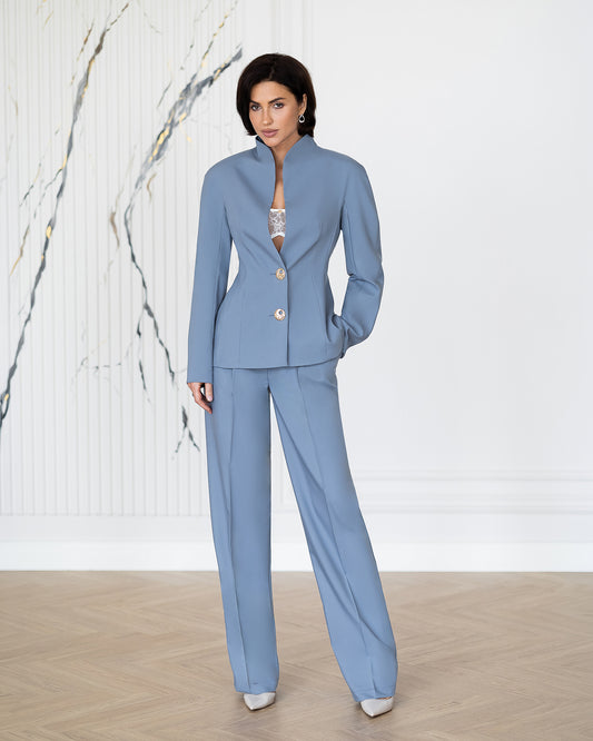 BE SURE – Tailleur Elegante con Giacca Sagomata e Pantalone – Polvere