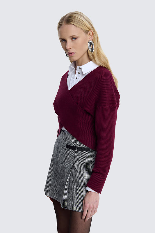 TWO WAY Maglioncino Crop Incrociato – Bordeaux