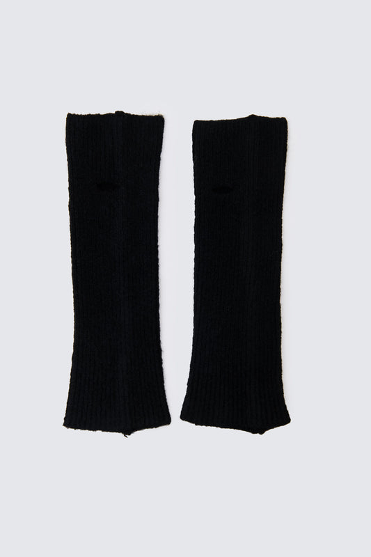 TWO WAY Manicotto a Costine in Lana – Nero