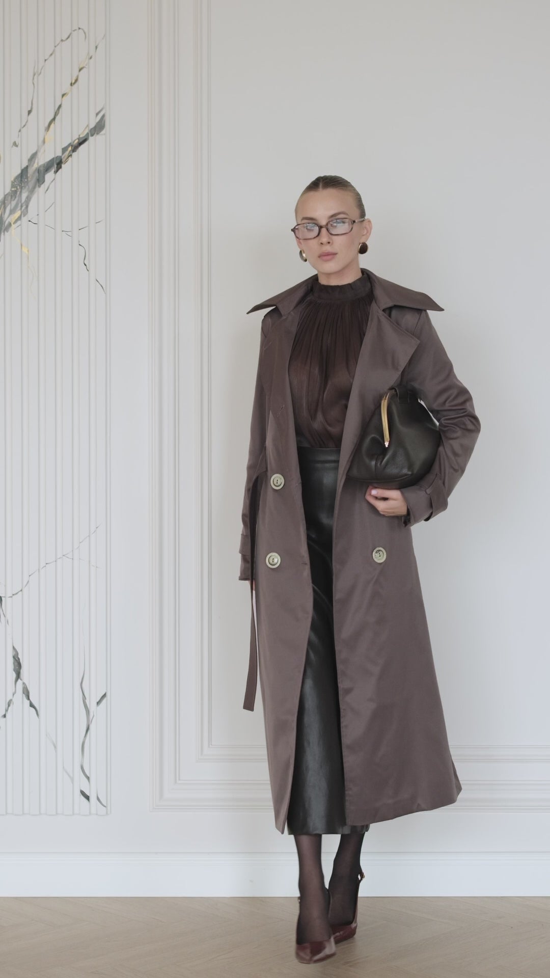 BE SURE – Trench Lungo Doppiopetto con Cintura – Khaki