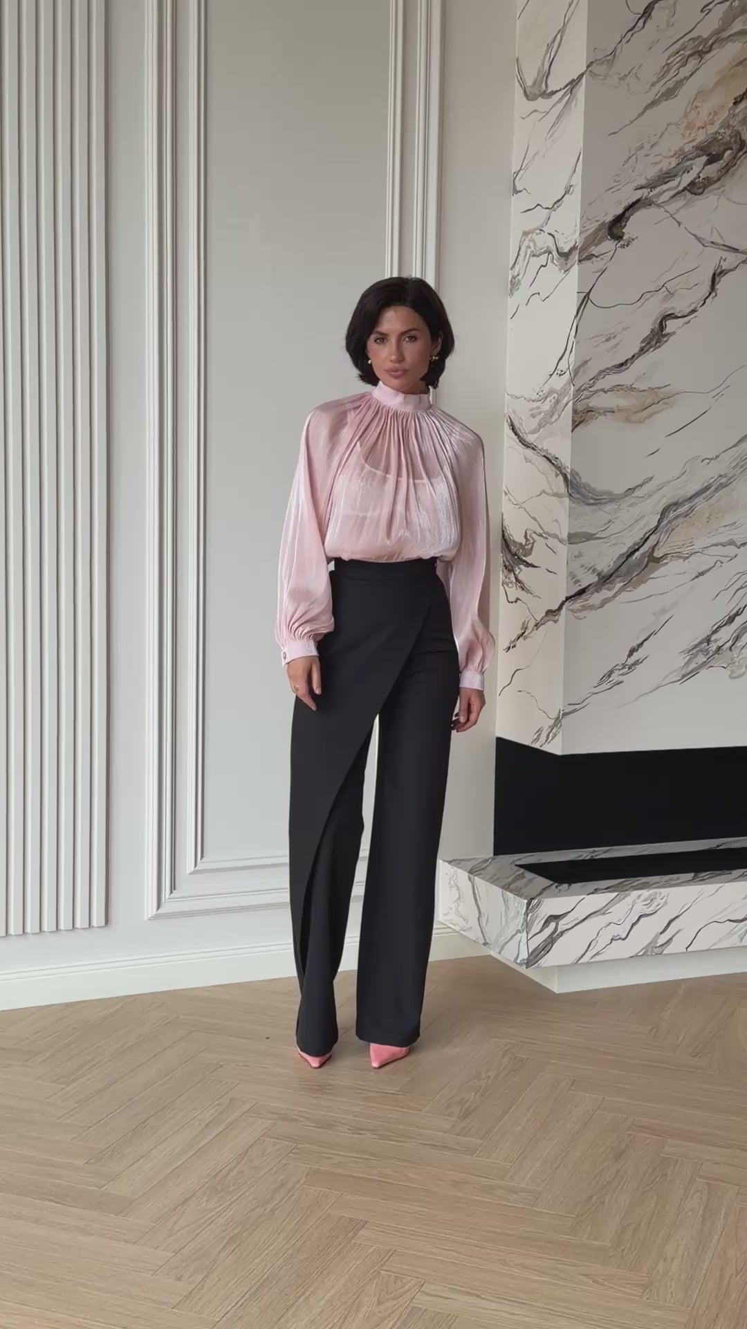 BE SURE – Blusa Elegante in Chiffon Organza – Rosa