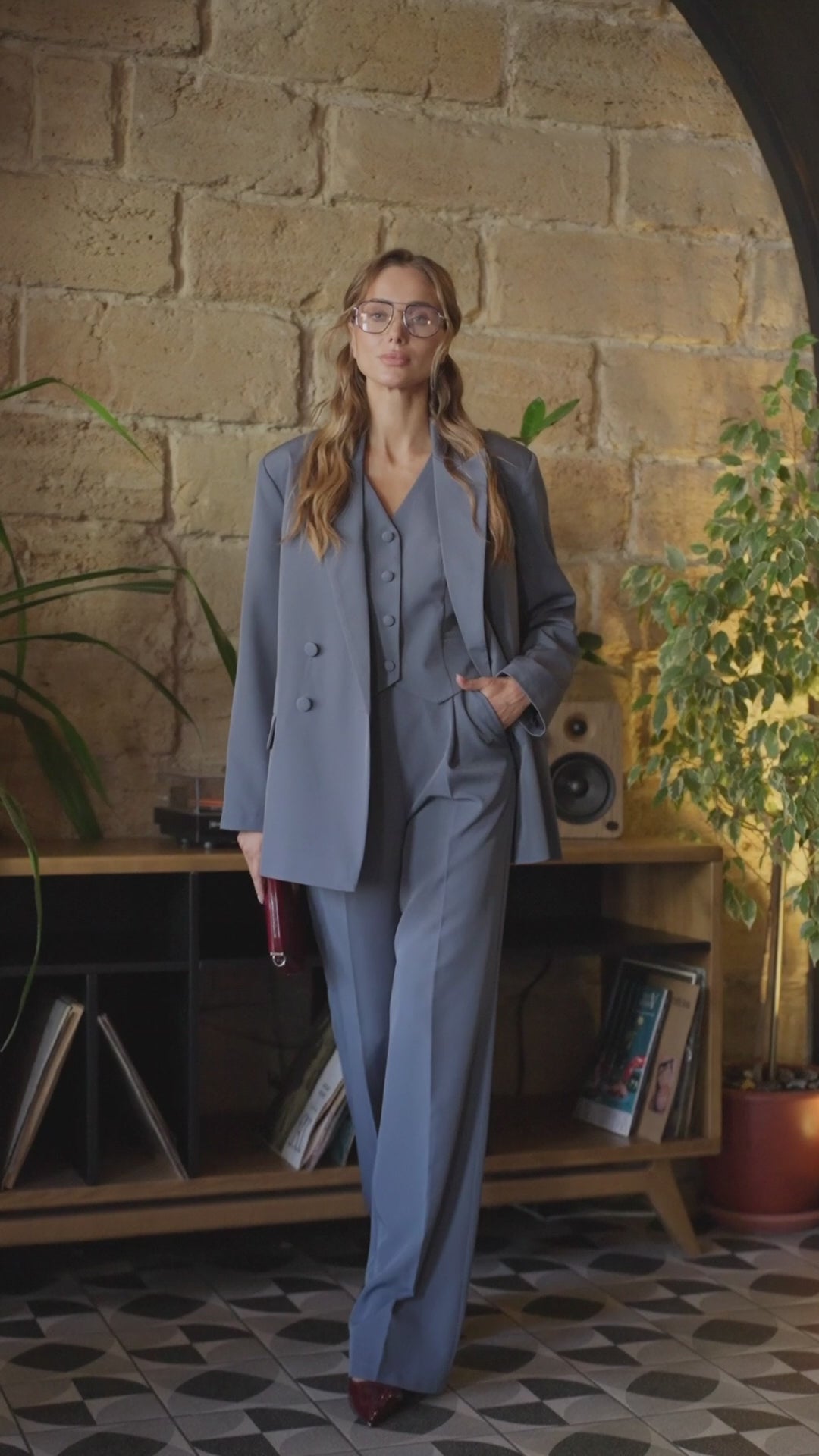 BE SURE – Tailleur sartoriale donna tre pezzi elegante per laurea e cerimonia PolvereBlu