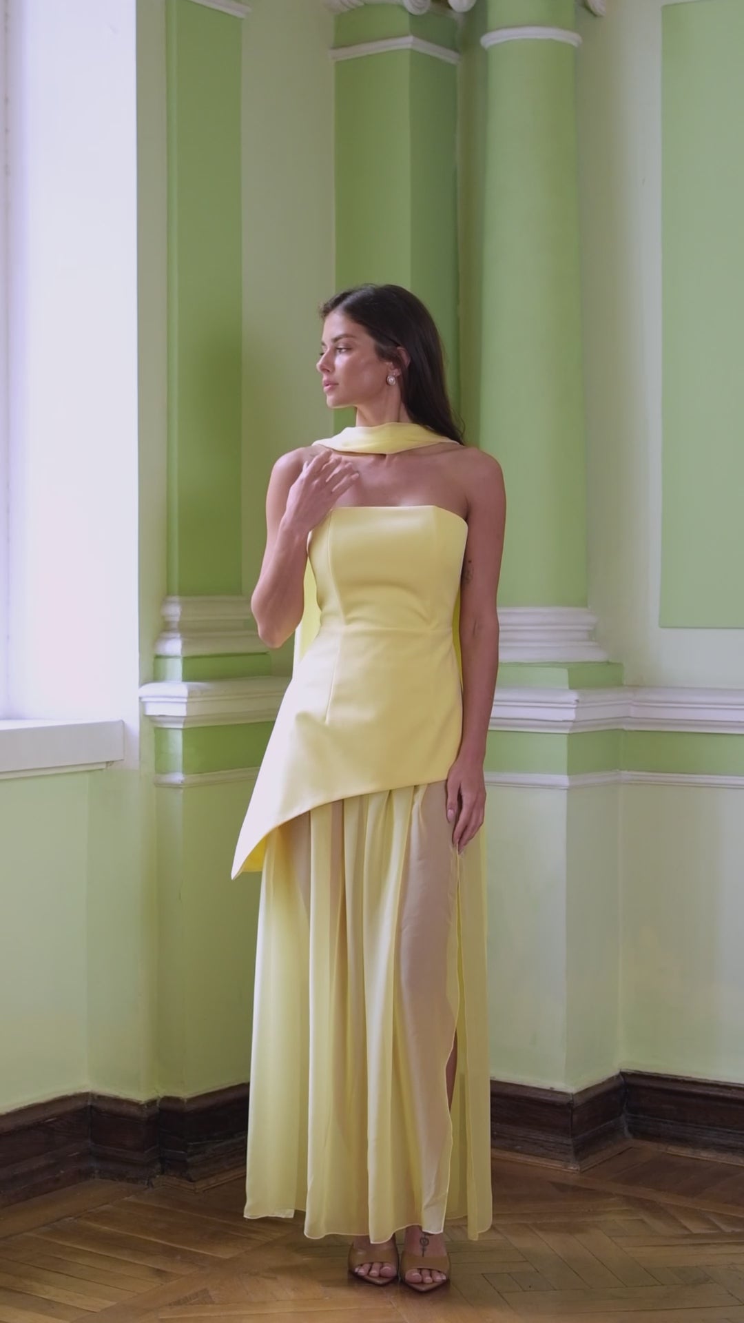 BE SURE Abito Elegante con Corpetto Strutturato Giallo