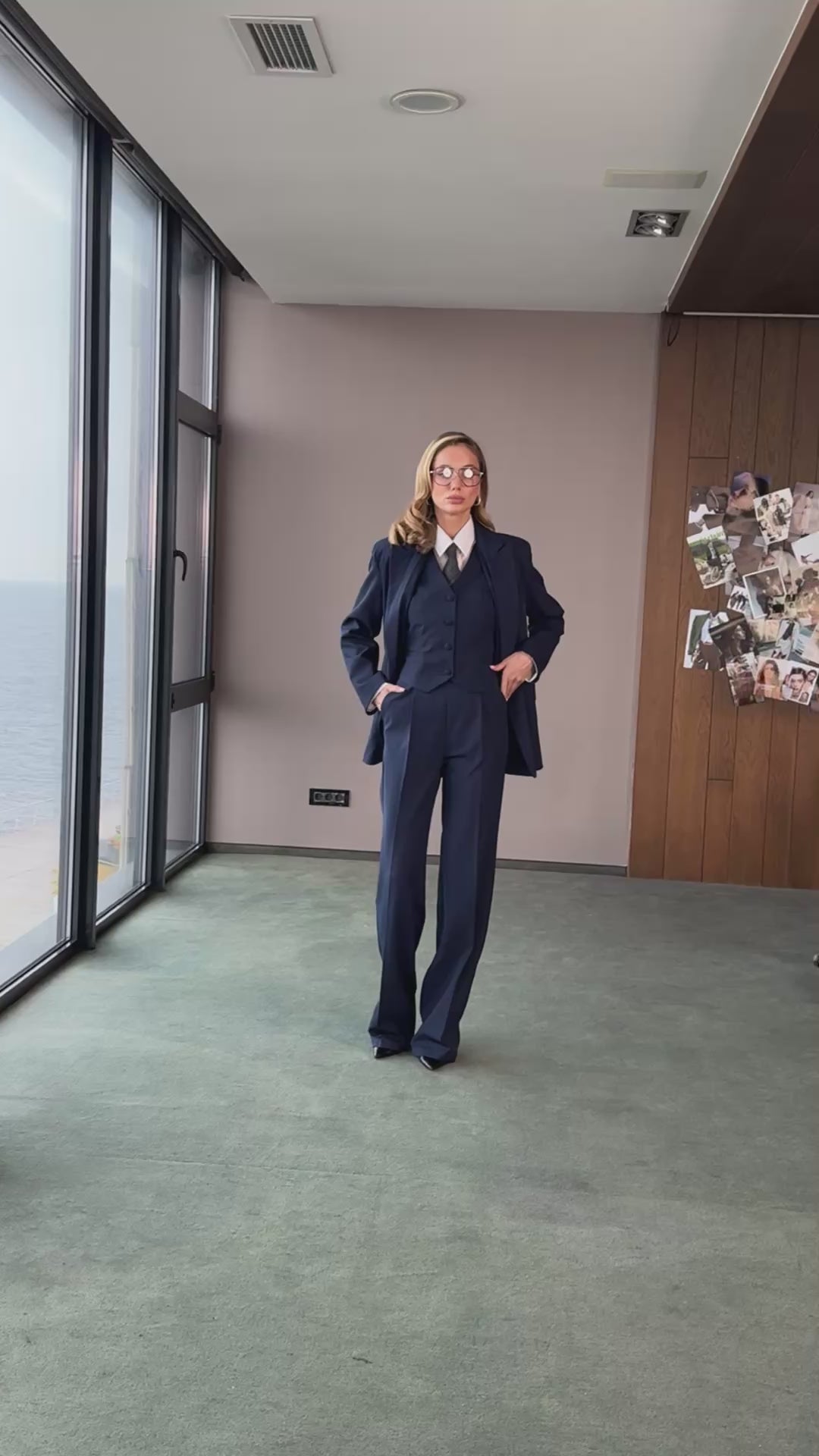 BE SURE – Tailleur sartoriale donna tre pezzi elegante per laurea e cerimonia NotteBlu