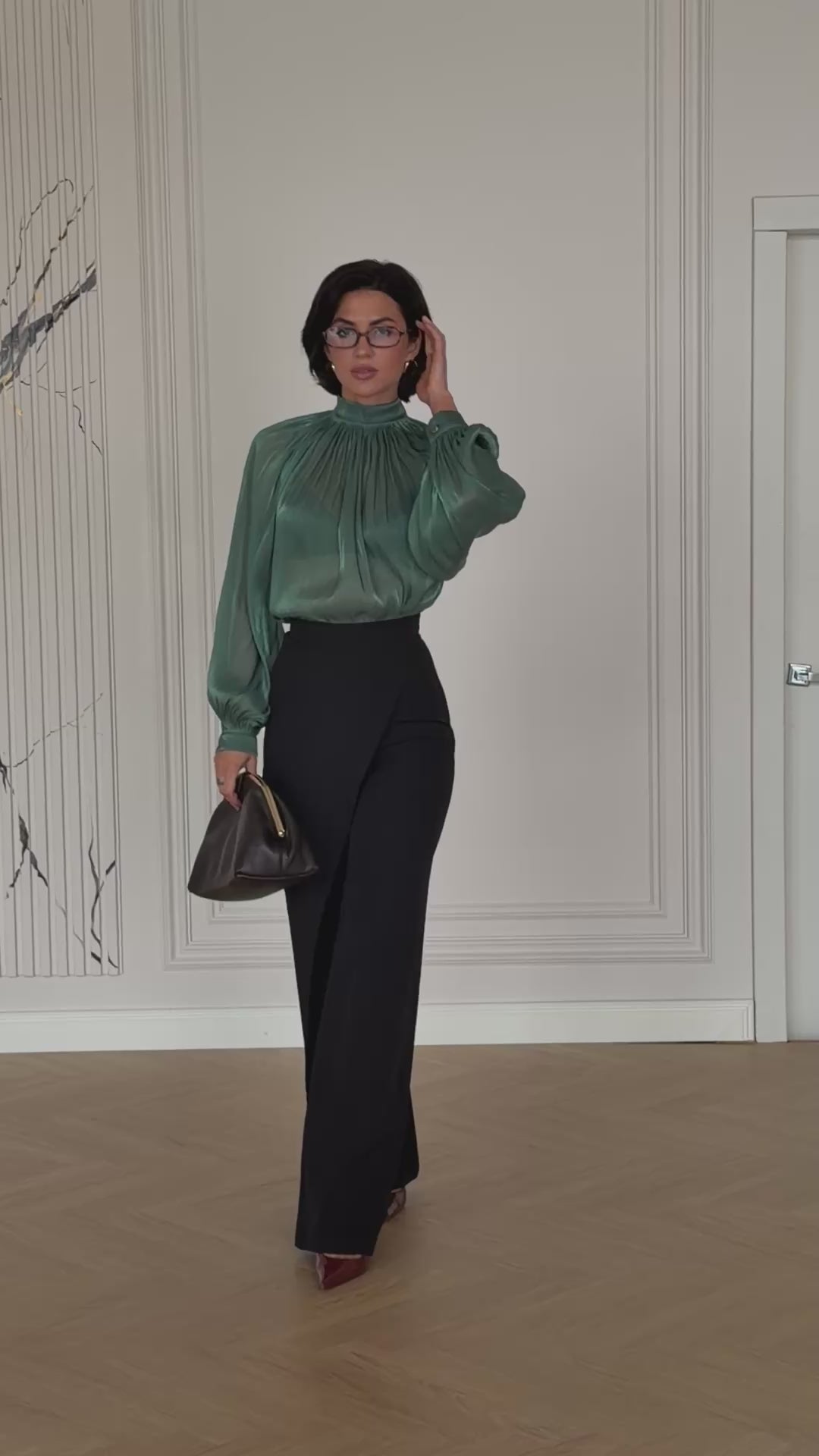 BE SURE – Blusa Elegante in Chiffon Organza – Verde