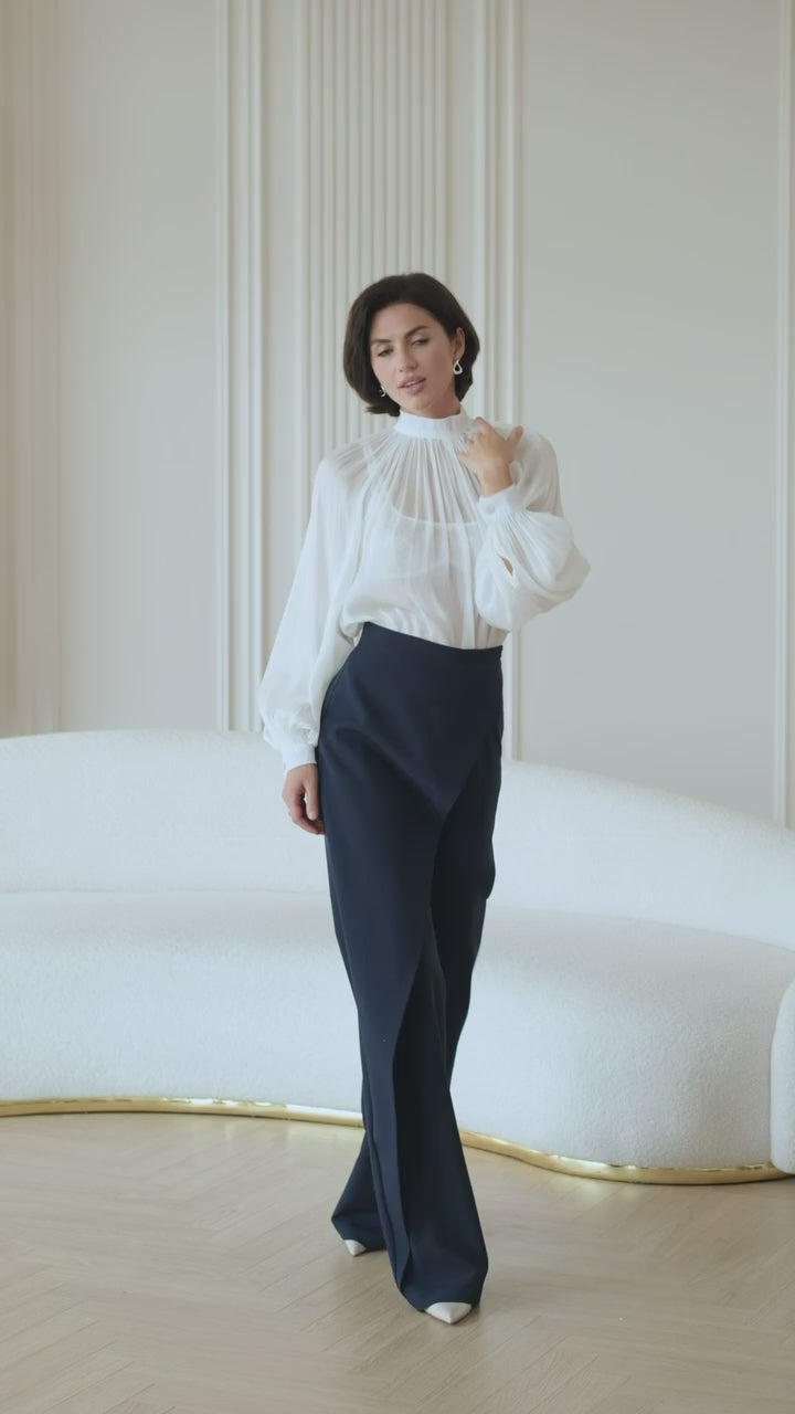 BE SURE – Blusa Elegante in Chiffon Organza – Bianco